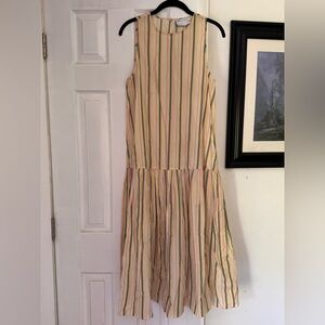 ASOS DESIGN Drop Waist Cotton Midi Dress in Stripe